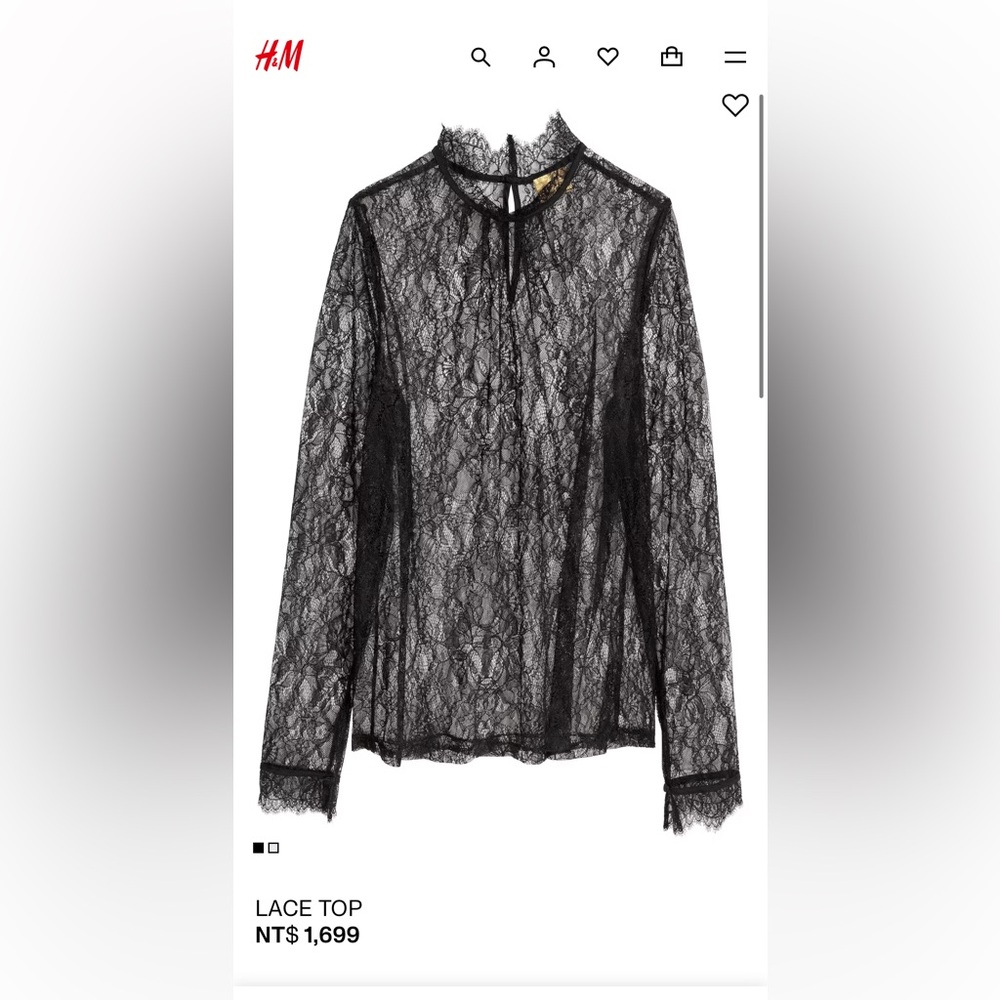 H&M Black Lace Blouse | Sheer Long Sleeve Top | Elegant & Versatile Small US 4